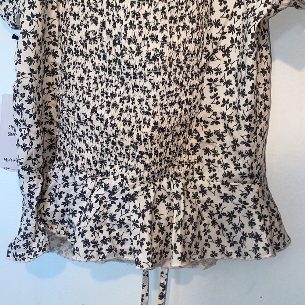 Japna floral crop top style as you want short sleeve drawstring pull - Picture 6 of 7